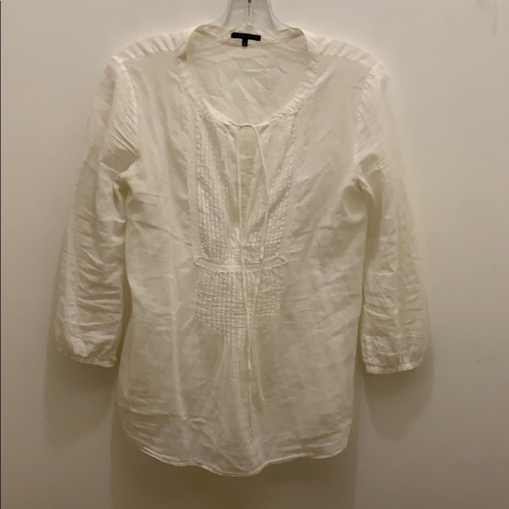 Theory 3/4 sleeve lightweight cotton peasant top